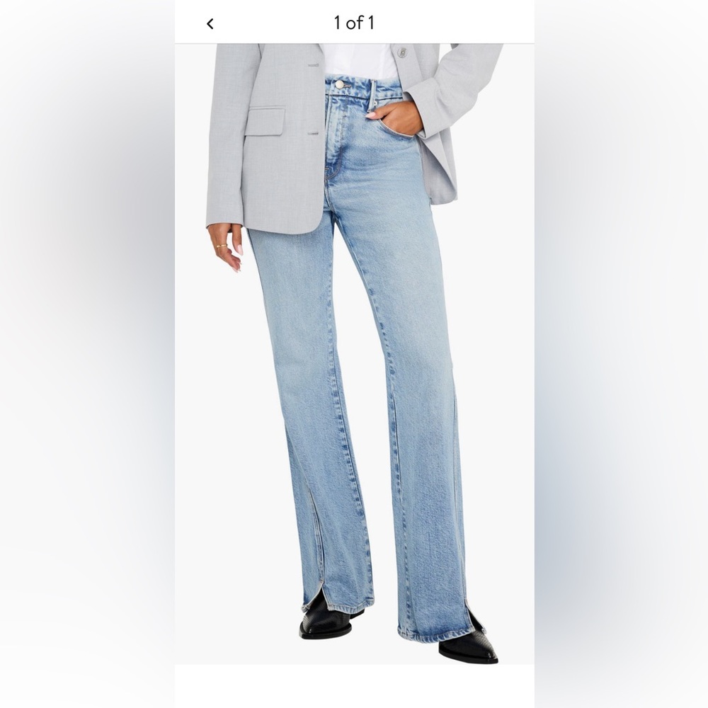 Good American Good Curve Front Slit Bootcut Jeans (Indigo 711)